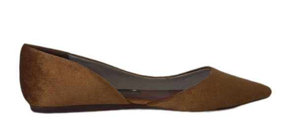 MATT BERNSON Women's Yellow Camel Crushed Velvet Mott Flats #MB113-16 6.5 NWB