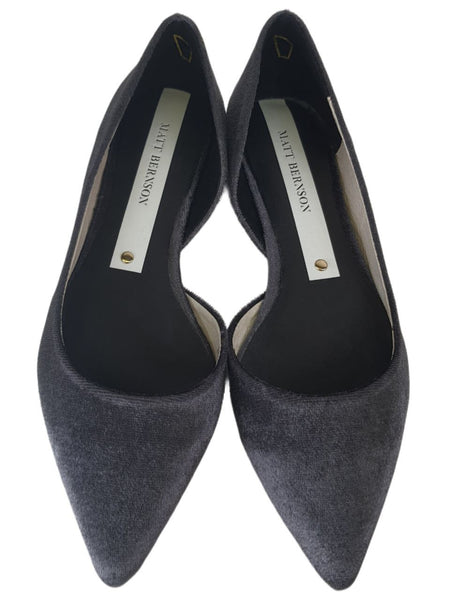 MATT BERNSON Women's Grey Slate Crushed Velvet Mott Flats #MB113-16 5 NWB
