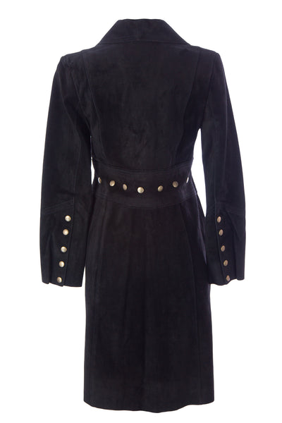 LUCIANO ABITBOUL Women's Maggie Black Long Suede Blazer Style Jacket $649 NEW