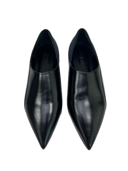 Max Mara Women's Black Magnete Leather Pointed Toe Flats Size 7 NWB