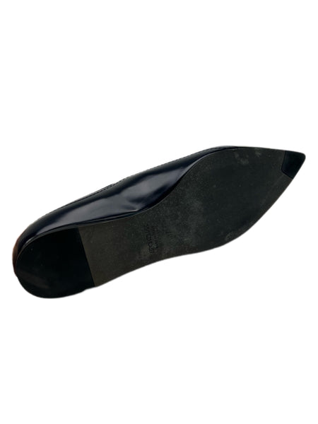 Max Mara Women's Black Magnete Leather Pointed Toe Flats Size 7 NWB