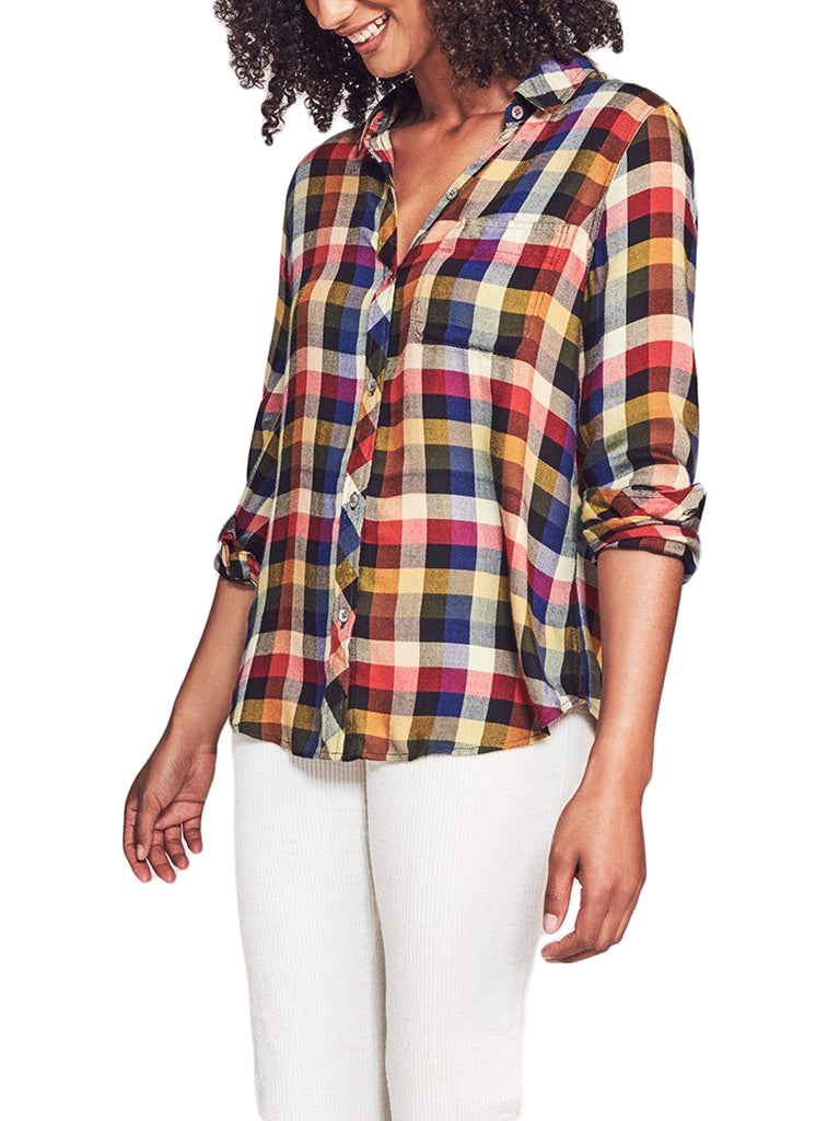 FAHERTY Women's Piper Multi Plaid Malibu Shirt $138 NEW