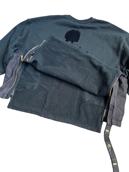 KITH X MASTERMIND WORLD Men's Black Crewneck Cargo Sweatshirt KH3398 NEW