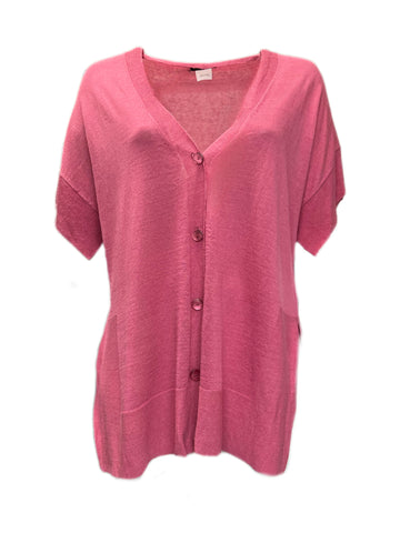 Marina Rinaldi Women's Pink Medioevo Button Front Knitted Sweater NWT