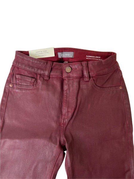 DL1961 Women's Merlot Florence Ankle Mid Rise Instasculpt Skinny Jeans Size 26
