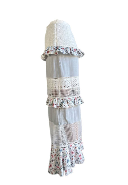 LOST IN LUNAR Women's White Mesh Printed Maxi Skirt Size XS NWT
