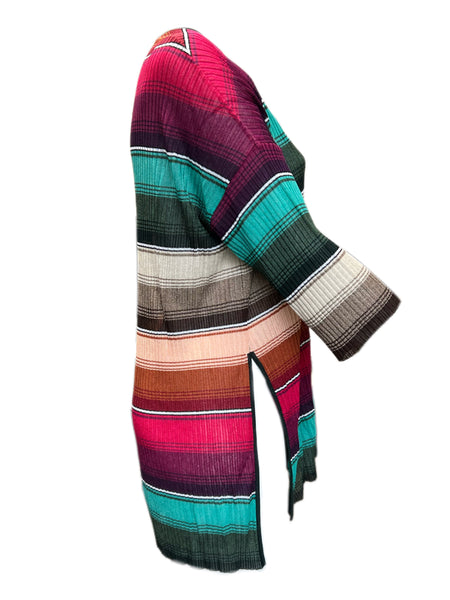 Marina Rinaldi Women's Bordeaux Messico Striped Knitted Cardigan Size M NWT