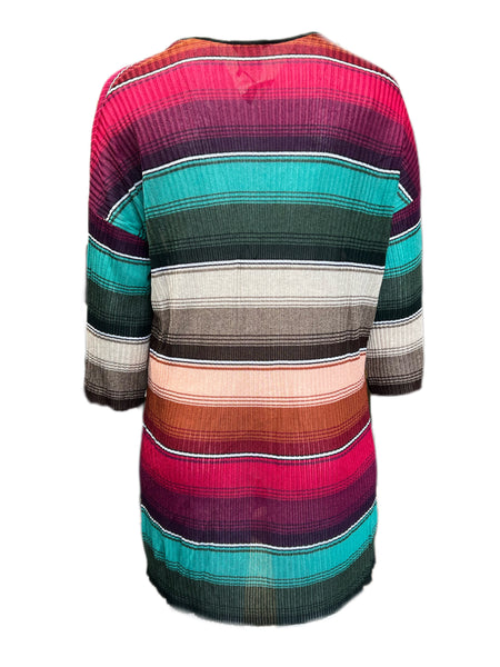 Marina Rinaldi Women's Bordeaux Messico Striped Knitted Cardigan Size M NWT