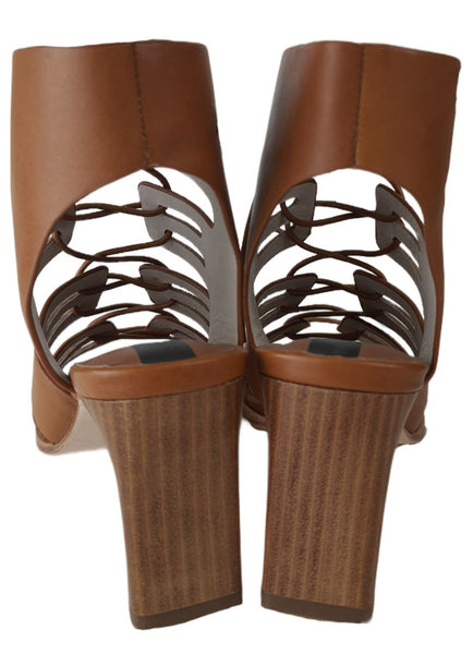 MATT BERNSON Women's Brown Cognac Leather Miro Heel Pump #MB091 NWB