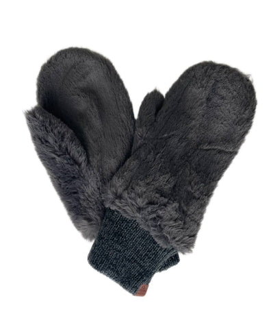 Bickley + Mitchell Women's DK Grey Faux Fur Mittens One Size NWT