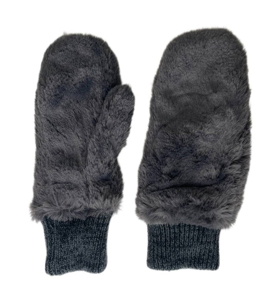 Bickley + Mitchell Women's DK Grey Faux Fur Mittens One Size NWT
