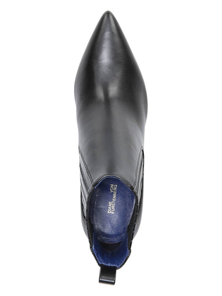 DIANE VON FURSTENBERG Women's Black Mollo Chelsea Bootie $348 NEW