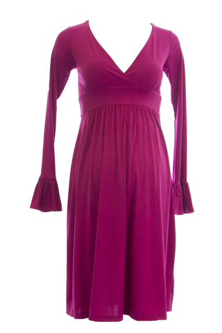 OLIAN Maternity Women's Ruffle Sleeve Surplice Neck Dress X-Small Fuchsia