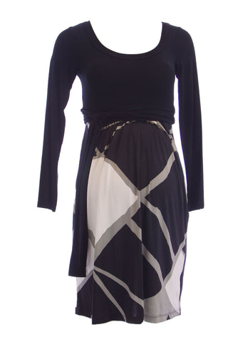 OLIAN Maternity Women's Abstract Print Contrast Skirt Dress X-Small Black