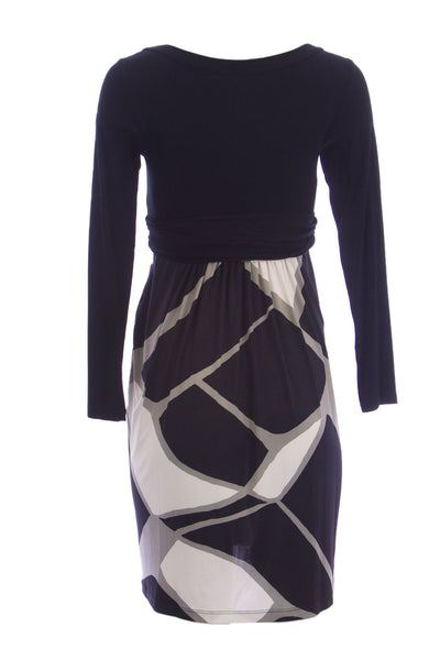 OLIAN Maternity Women's Abstract Print Contrast Skirt Dress X-Small Black