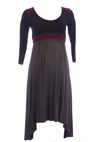 OLIAN Maternity Women's Colorblock High Low Hem Dress X-Small Grey