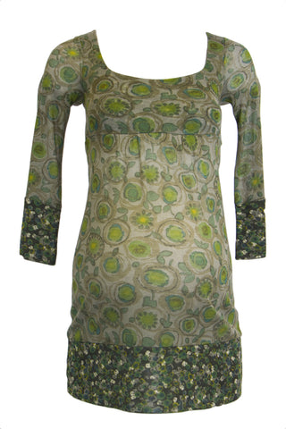 OLIAN Maternity Women's Green Floral Print 3/4 Sleeve Tunic XS $129 NEW