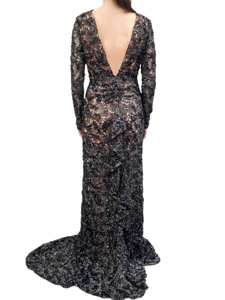 X BY NBD Women's Black Embroidered Maxi Sparkle Dress #XNBD X-Small NWT