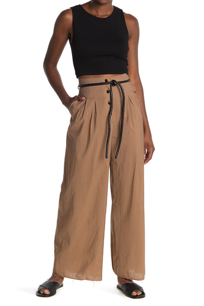 NANUSHKA Women's Nut Black Dunn Button Front Palazzo Pants Size XS $475 NWT