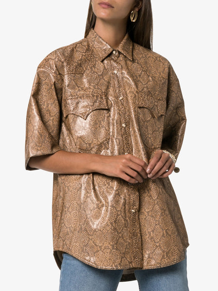 NANUSHKA Women's Seymour Oversized Snake Print Shirt Size XS $450 NWT