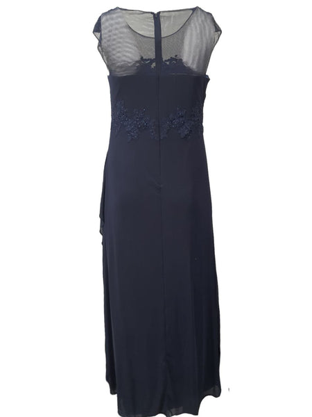 DECODE 18 Women's Blue Embroidered Illusion Evening Chiffon Dress #183088 16 NWT
