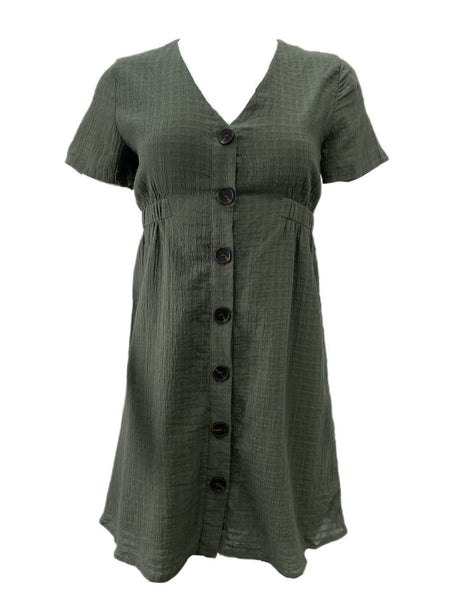 LOST IN LUNAR Women's Khaki Nelly Mini Cotton Dress Size US 2 NWT