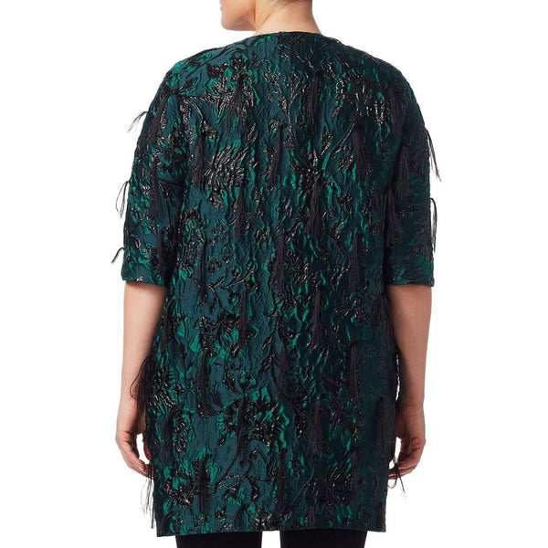 MARINA RINALDI Women's Green Nicosia Jacquard Coat $1490 NWT