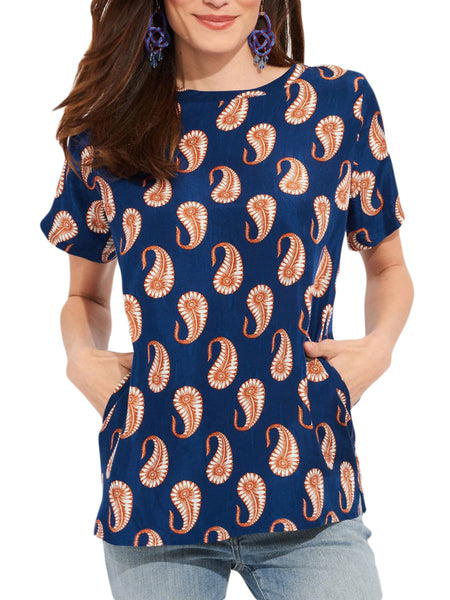 ROBERTA ROLLER RABBIT Women's Blue Nila Beatrix Top $165 NEW