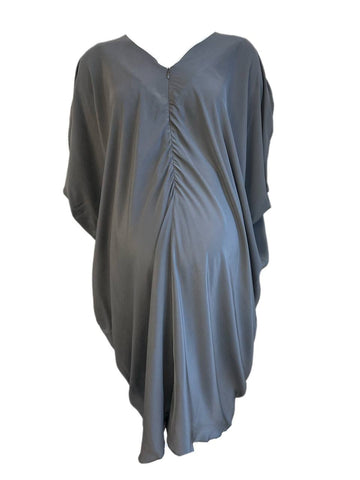 KINWOLFE Women's Nimbus Grey Maternity Nursary Silk Dress Size L NWOT