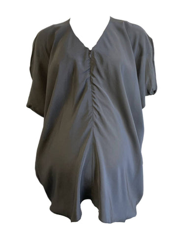 KINWOLFE Women's Nimbus Grey Maternity Nursary Silk Top NWOT