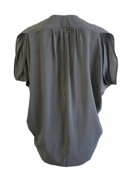 KINWOLFE Women's Nimbus Grey Maternity Nursary Silk Top NWOT