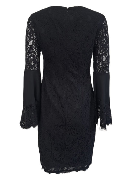 NUE By SHANI Women's Black Lace Pencil Round Neck Short Shaping Dress #BLL 2 NWT