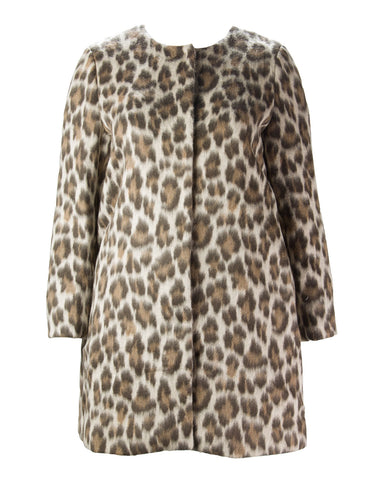 MARINA RINALDI Women's Camel Nume Leopard Print Coat 12W / 21 $1500 NWT