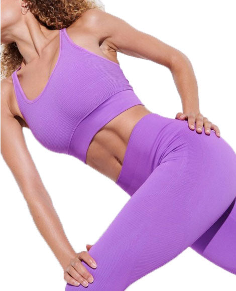 NUX Women's Purple Shapeshifter Ribbed Yoga Sports Bra PC4568 $73 NWT