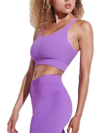 NUX Women's Purple Shapeshifter Ribbed Yoga Sports Bra PC4568 $73 NWT