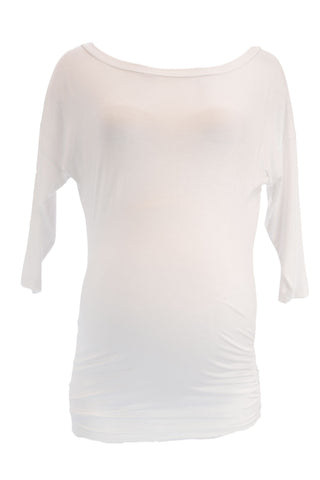 OLIAN Maternity Women's White Solid 3/4 Dolman Sleeve Tunic Top XS $98 NWT
