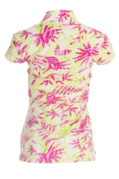 OLIAN Maternity Women's Multi Lime Palm Print Twist Accent Front Top $110 NWT