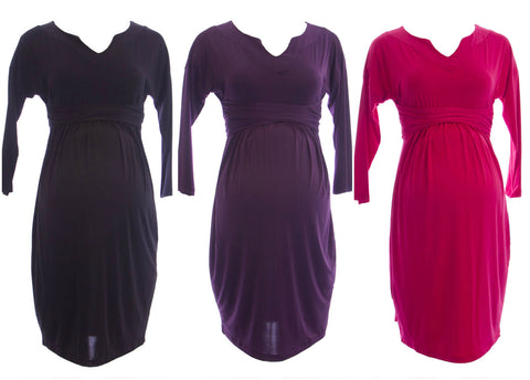 OLIAN Maternity Women's Sash Around Drop Shoulder Dress $148 NWT