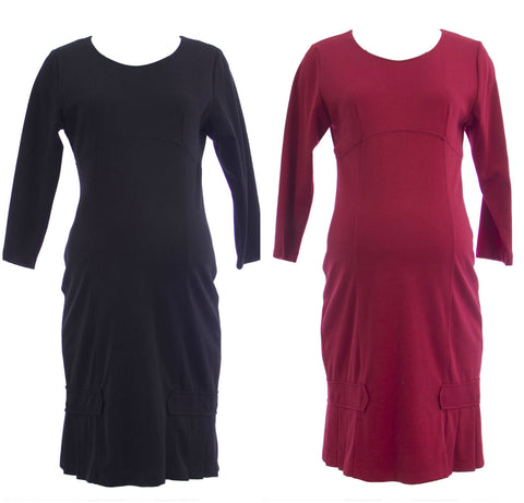 OLIAN Maternity Women's Pleated Hem Accent  3/4 Sleeve Dress $135 NWT