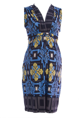 OLIAN Maternity Women's Blue Floral Print Plunging V-Neck Dress $143 NWT