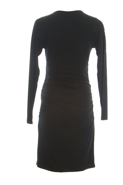 OLIAN Maternity Women's Black Lucy Ruched Surplice Neck Dress $143 NWT
