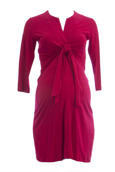 OLIAN Maternity Women's Knot Front Accent 3/4 Sleeve Dress $128 NWT