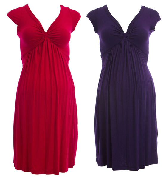 OLIAN Maternity Women's Short Sleeve Gathered Empire Waist Dress $125 NWT