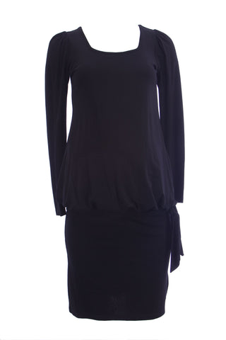 OLIAN Maternity Womens Black Side Knot Accent Long Sleeve Blouson Dress $148 NWT
