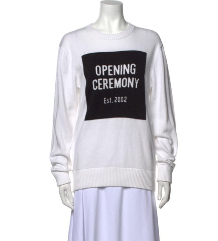 OPENING CEREMONY Women's White Knit Box Logo Sweater Size Medium NWT