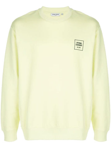 OPENING CEREMONY Men's Acid Yellow Mini Box Logo Sweatshirt Size X-Small NWT