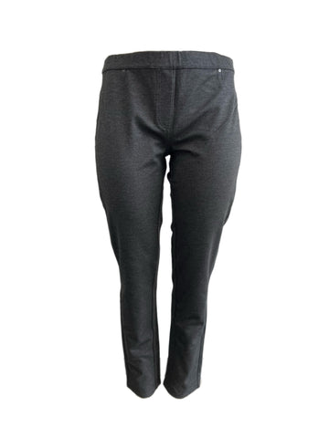 Marina Rinaldi Women's Dark Grey Oblungo Mid Rise Stretchy Jersey Pants Size XL