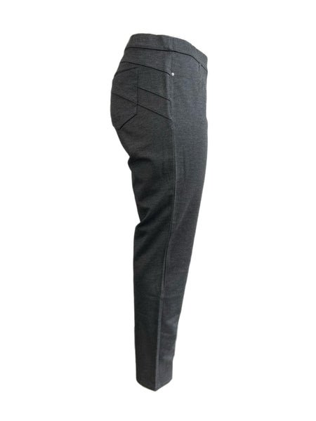 Marina Rinaldi Women's Dark Grey Oblungo Mid Rise Stretchy Jersey Pants Size XL