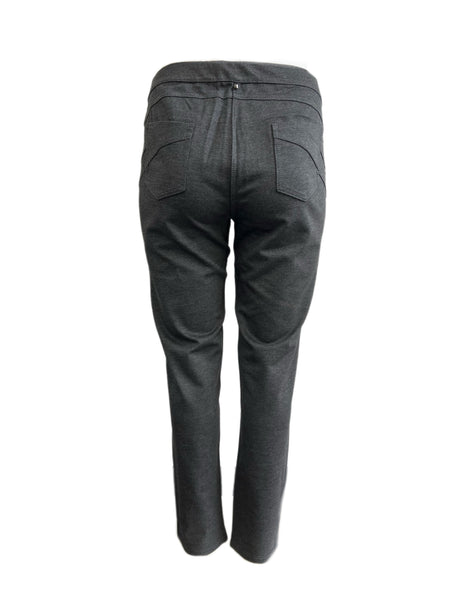 Marina Rinaldi Women's Dark Grey Oblungo Mid Rise Stretchy Jersey Pants Size XL