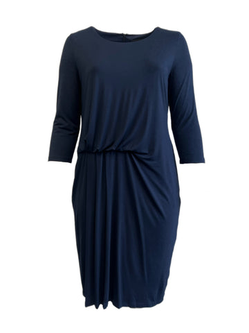 Marina Rinaldi Women's Navy Occhi 3/4 Sleeve Jersey Maxi Dress NWT